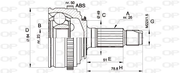 OPEN PARTS Шарнирный комплект, приводной вал CVJ5467.10